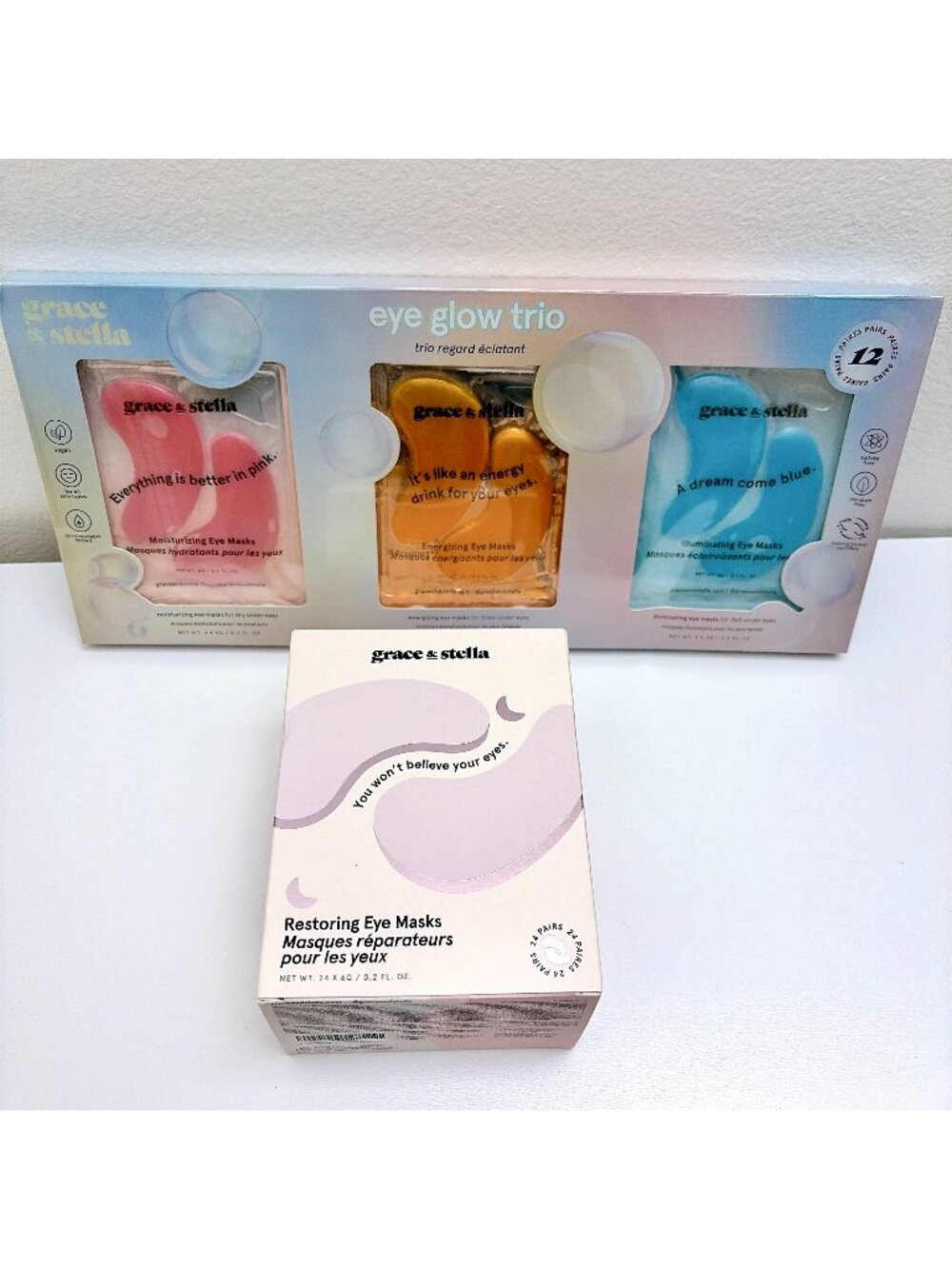 grace & stella Under Eye Patches Trio Gift Set & Purple Retinol - 36 pairs Total